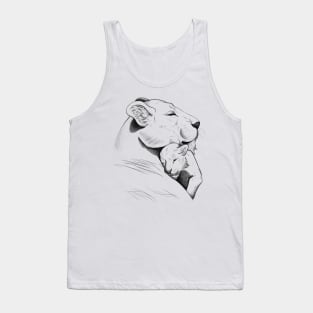 Lion Mother and Cub Sketch Tank Top